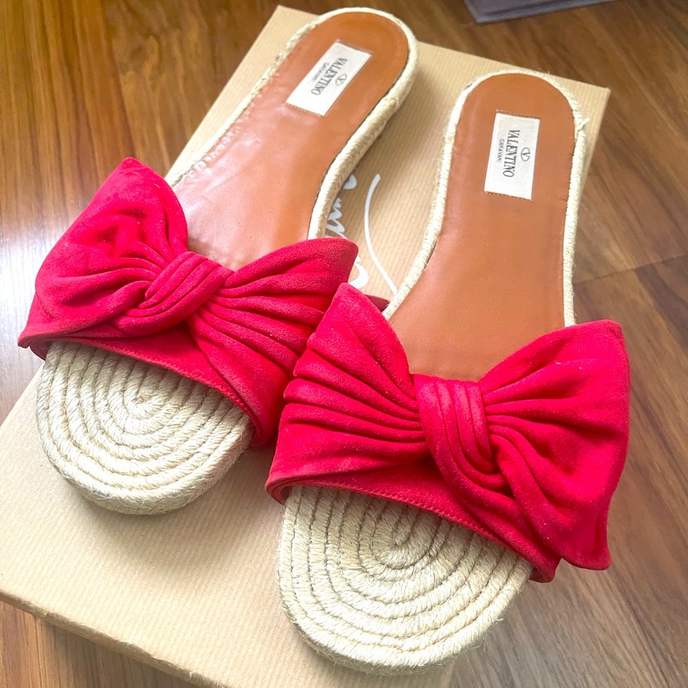 Valentino Garavani Tropical Bow Espadrille Slide/Sandal Women Size 9.5